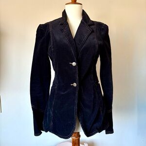 Serfontaine Fitted Black Corduroy Blazer S Vintage Inspired